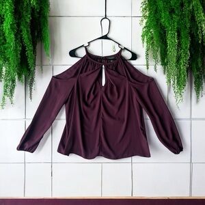 BOLD elements Burgundy Cold Shoulder Blouse